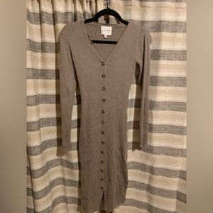 Olive green midi dress tight fit